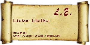 Licker Etelka névjegykártya